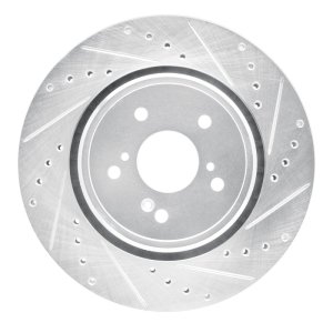 Acura MDX Brake Rotor (1) - Front Right - R1 Concepts - Drilled & Slotted - Silver - `14-`20 Acura MDX Brake Rotor (1) - Front Right - R1 Concepts - Drilled & Slotted - Silver - `14-`20